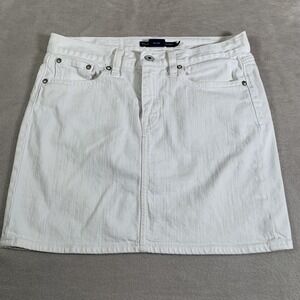 Ralph‎ Lauren Sport Skirt Womens 28 White Denim Mini 5-Pocket Stretch Zip Fly